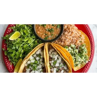 3 Tacos Arroz Y Frijoles Plate
