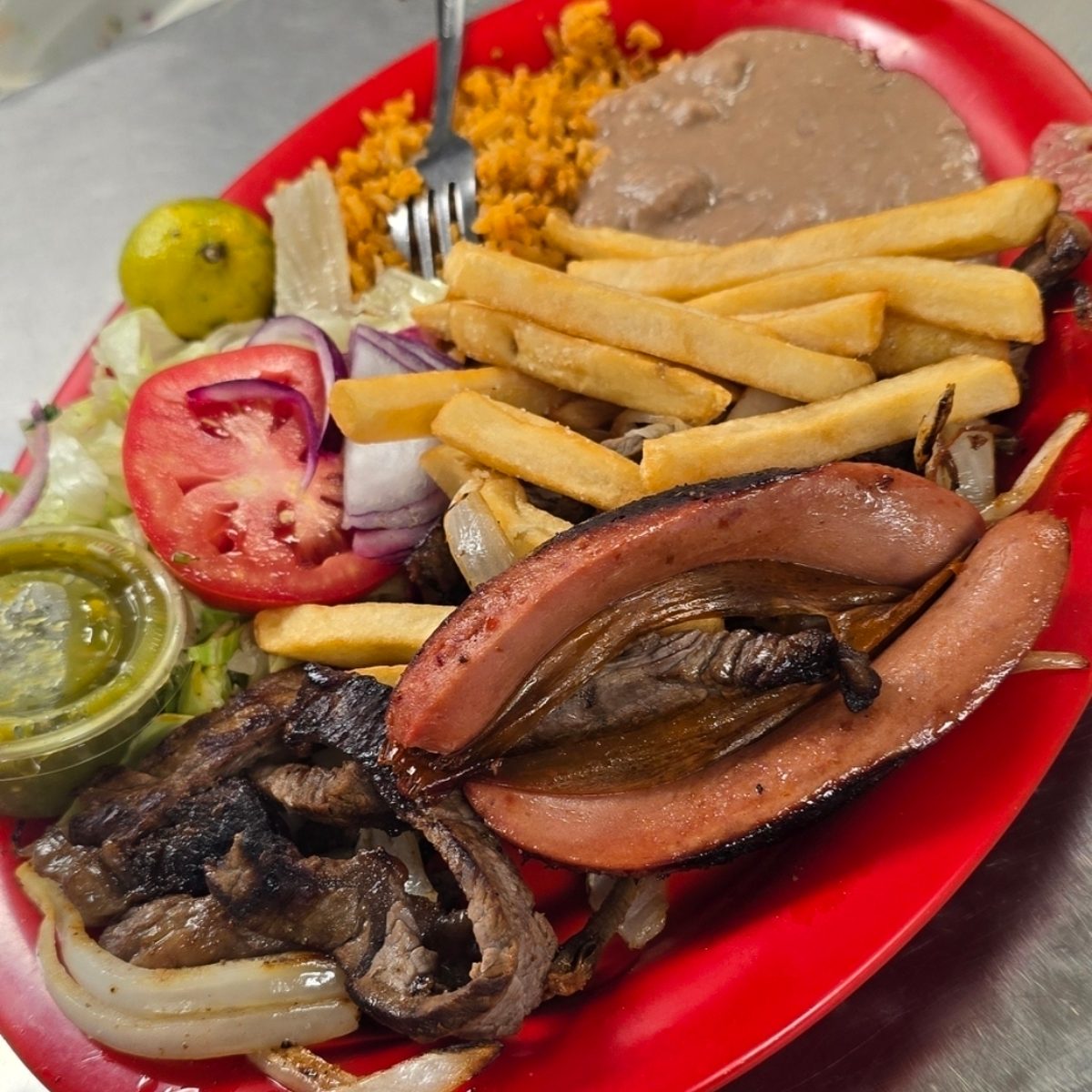 Asada Con Hot Link Plate
