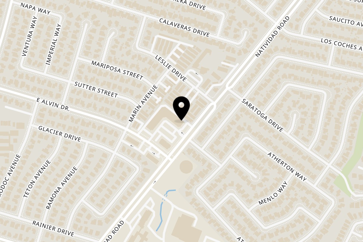 Map showing the location of Tacos Acambaro on 631 E Alvin Dr K2 in Salinas